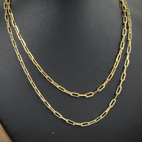 Women's Paper Clip Chain 14K GF Cadena Paper Clip Mujer Chocker Necklace Fashion - Picture 8 of 9